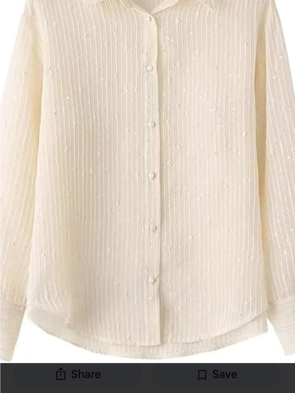 Zara Cream Button-Front Textured Blouse